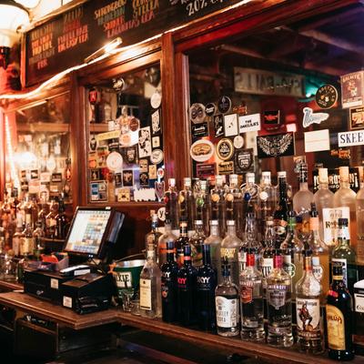 Bar area, liquor shelf