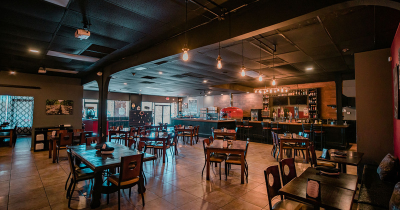 Interior, tables ready for guests