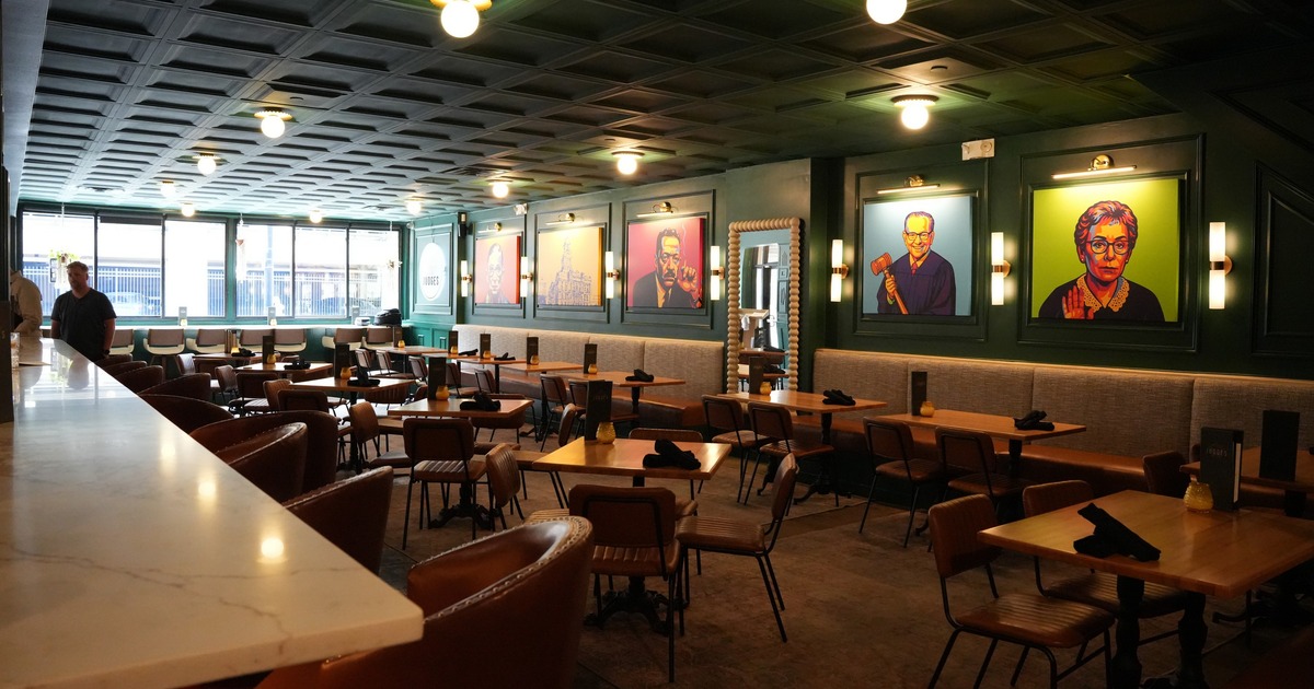 Interior, dining area with dark green walls