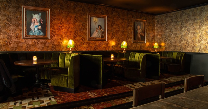 Interior, three cozy booths with separate seating