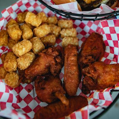 Wings with side of tots.