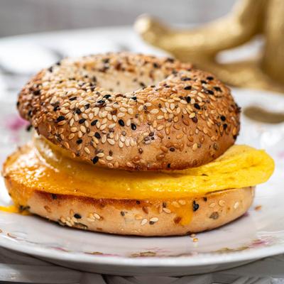 Bagel breakfast sandwich.