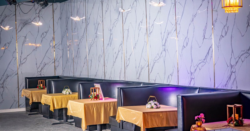 Interior, booths with tables