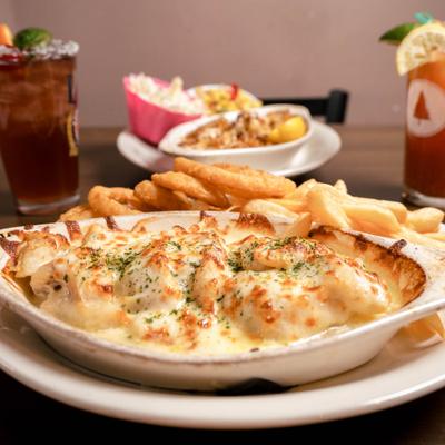 A large fresh fillet served with mozzarella cheese and melted butter.