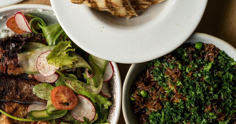 A top view of served meals