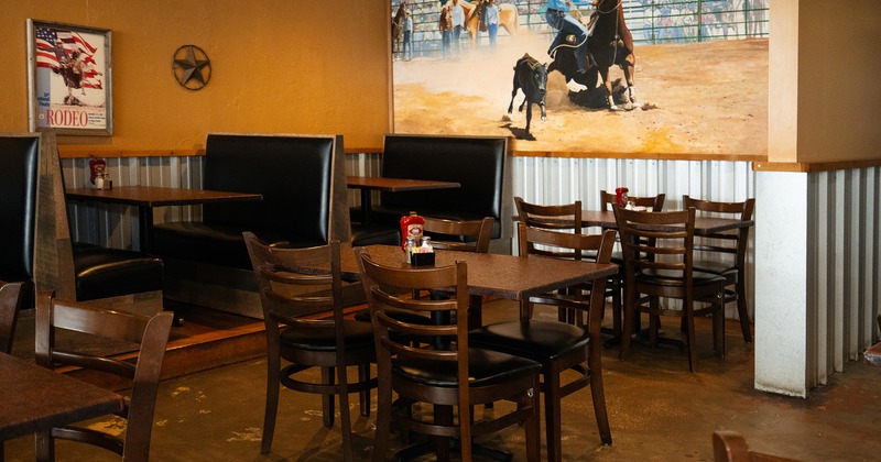 Interior, dining area, tables, chairs and dining booths