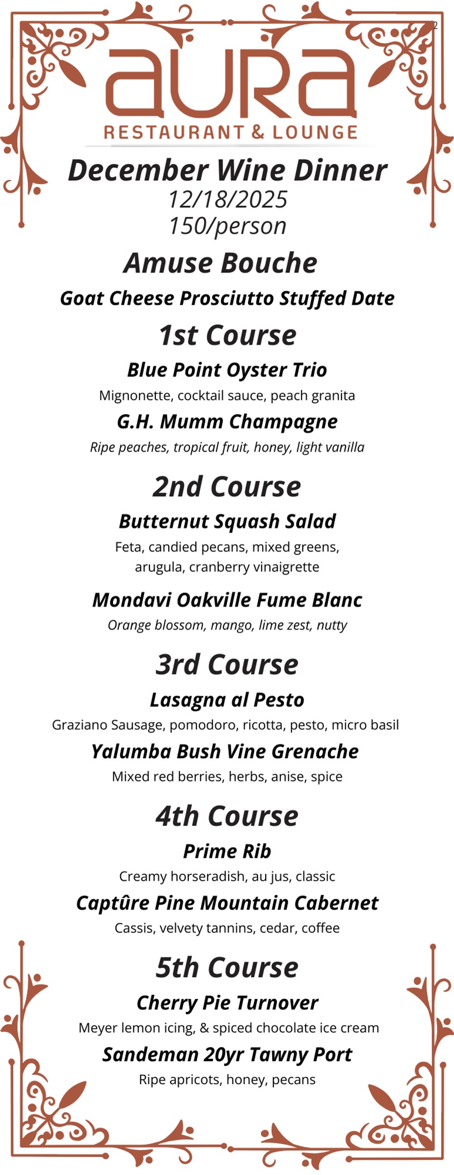 December Wine Dinner event photo