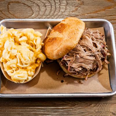 Pulled pork sandwich.