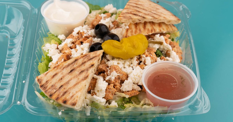 Greek salad with chicken