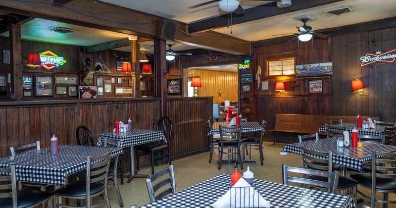 Interior, tables and chairs ready for guests