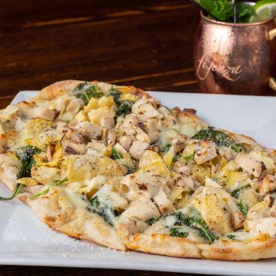 Chicken artichoke flatbread..
