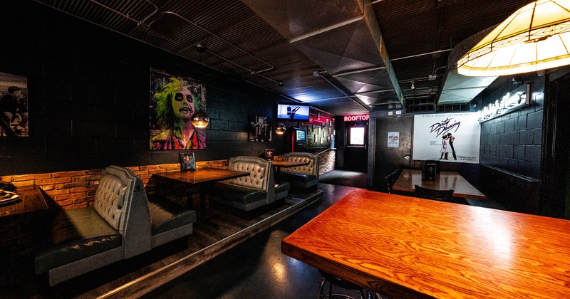 Interior, booths, table and chairs