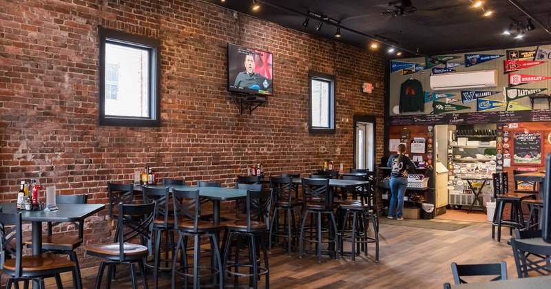 Interior, seating area, tables and chairs