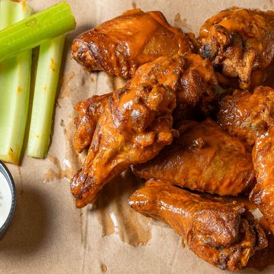 Smoked Wings, celery and sauce.