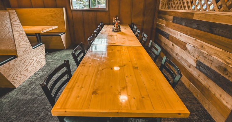 Interior, large table with chairs