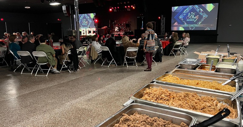 Self-serving food on display