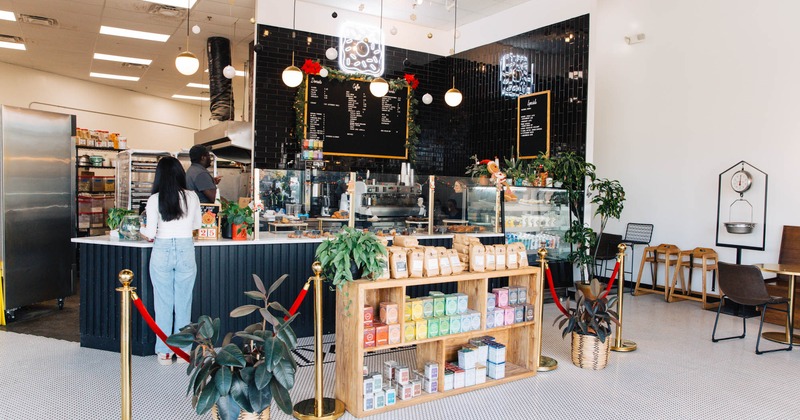 Interior, ordering counter, various merchandise for sale