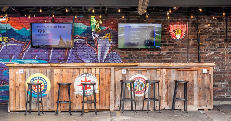 Exterior, a bar with bar stools