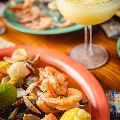 Seafood and a glass of Margarita.