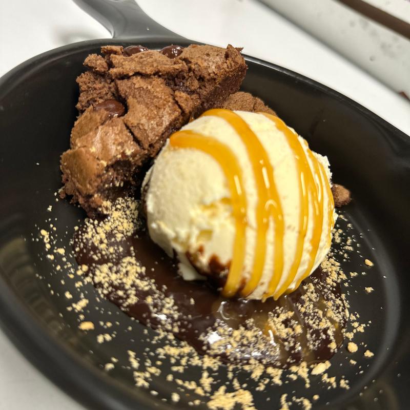 Warm Brownie with Ice cream photo