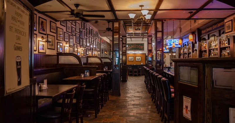 Interior, seating and bar