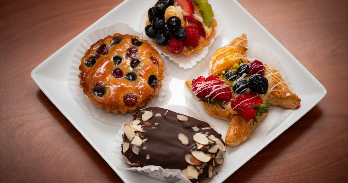 Eclaire, Pinwheel, Borderlove and Fresh Fruit Tart