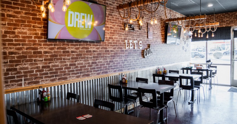 Dining space, tables and chairs