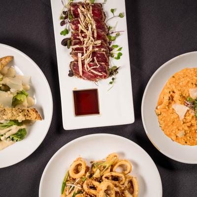 Served dishes, top view.