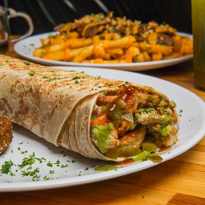 Chicken Shawarma Wrap, close-up.