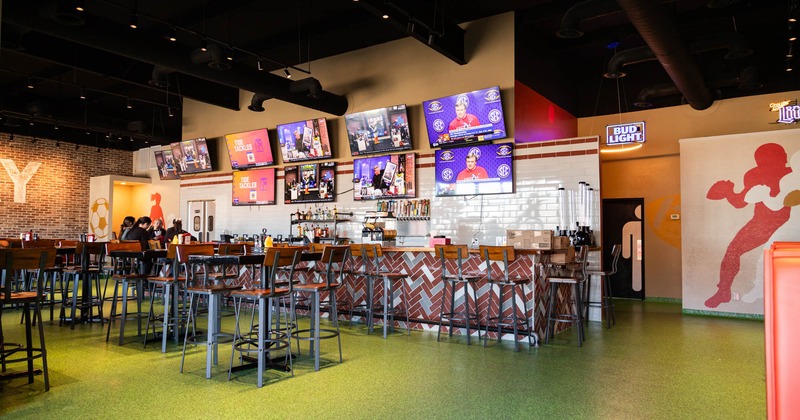 Interior, a bar with a bar stools