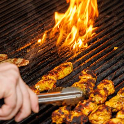 Meat on the grill.