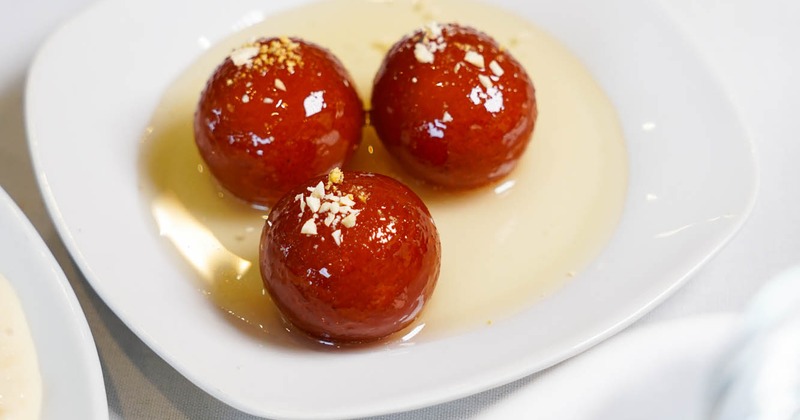 A served Gulab Jamun dessert