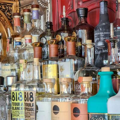 Tequila Lounge, assorted tequila bottles.