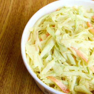 A bowl of coleslaw.