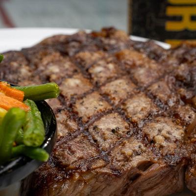 Grilled ribeye steak.