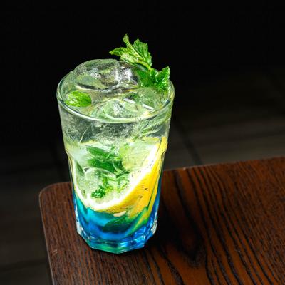 Mojito with mint leaves and citrus slices.
