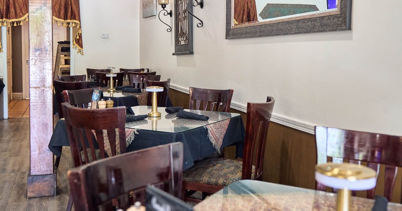 Interior, tables and chairs lined up