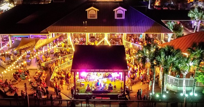 Exterior, crowded concert, shot from above