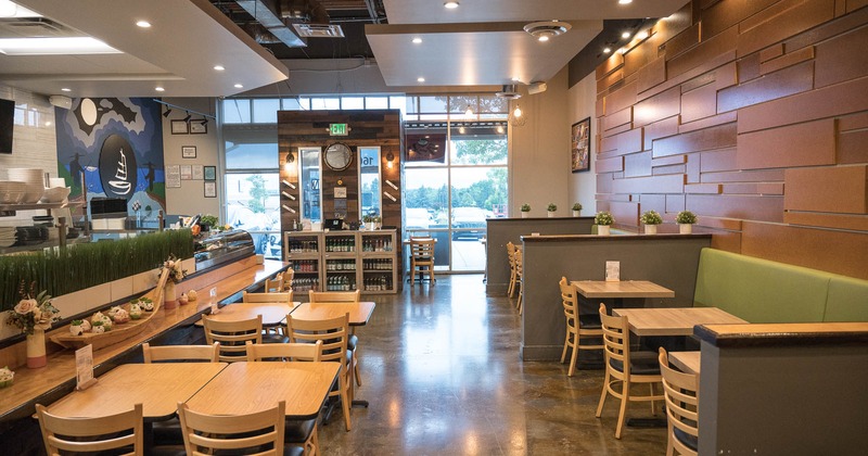 Interior, dining area with tables and chairs