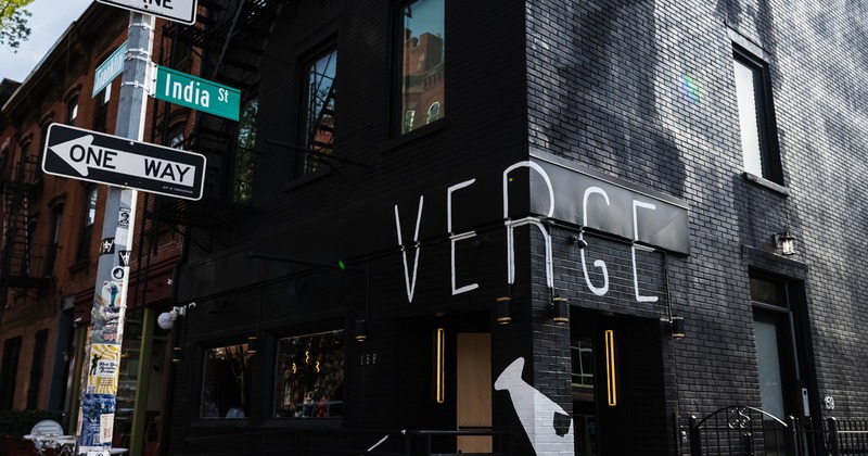 Exterior, corner view to restaurant