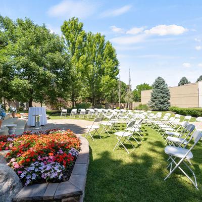 Outdoors area with arranged chairs