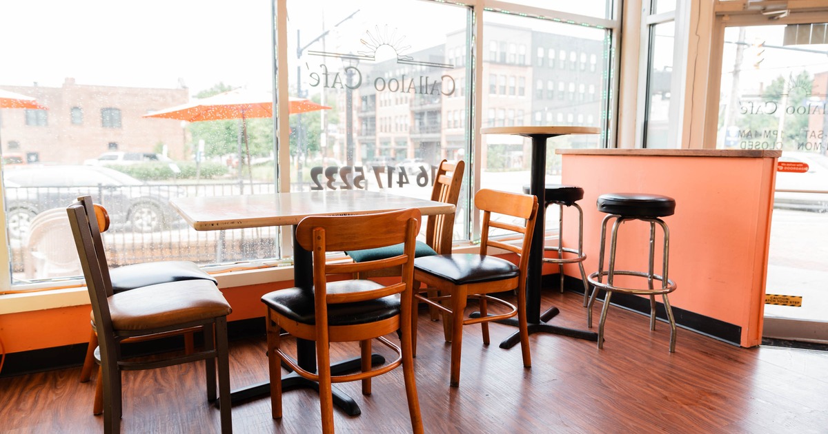 Interior, a table with chairs near the window