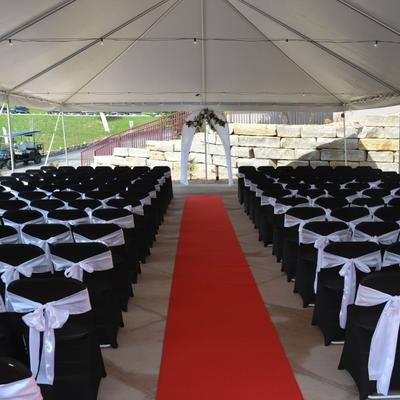 The red carpet isle and seats.