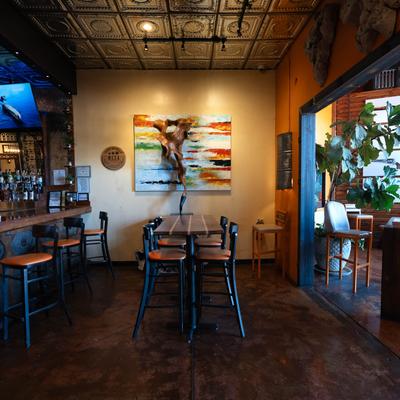 Seating in bar area.