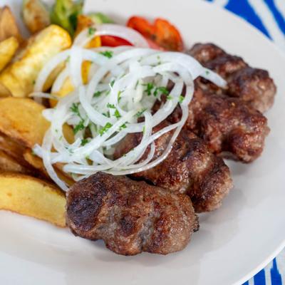 Lamb Chop with hand cut fries.