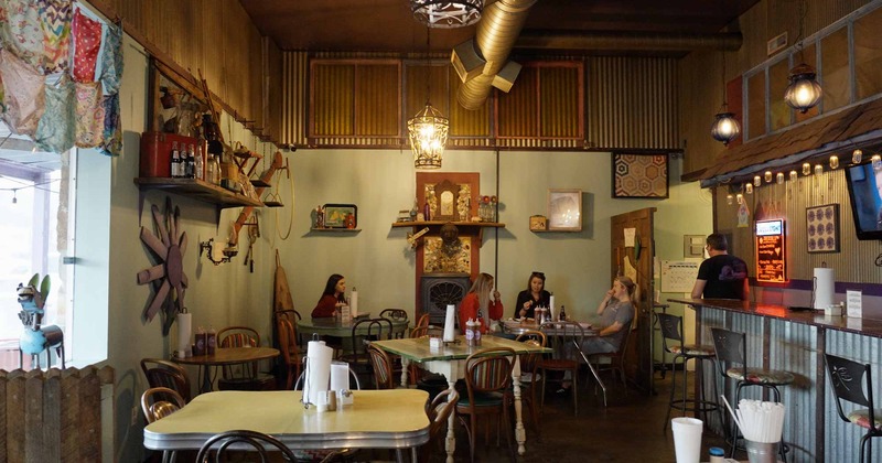Interior, dining room and guests seating