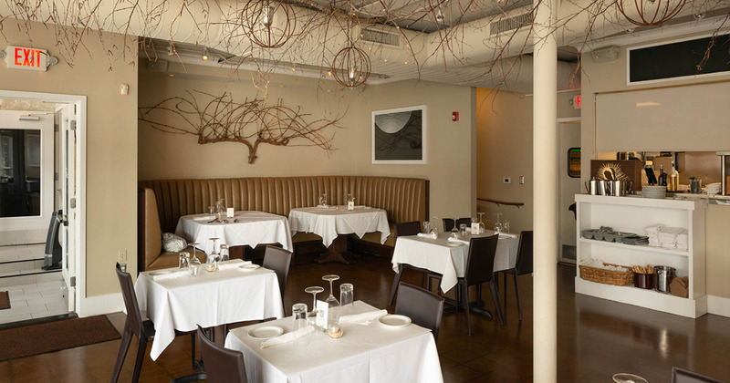 Interior, tables in dining area