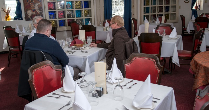 Dining area, customers sitting at the table