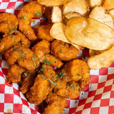 Buffalo Shrimp and chips.