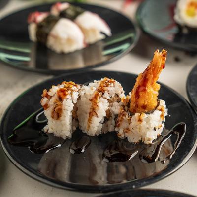 Shrimp tempura sushi rolls.